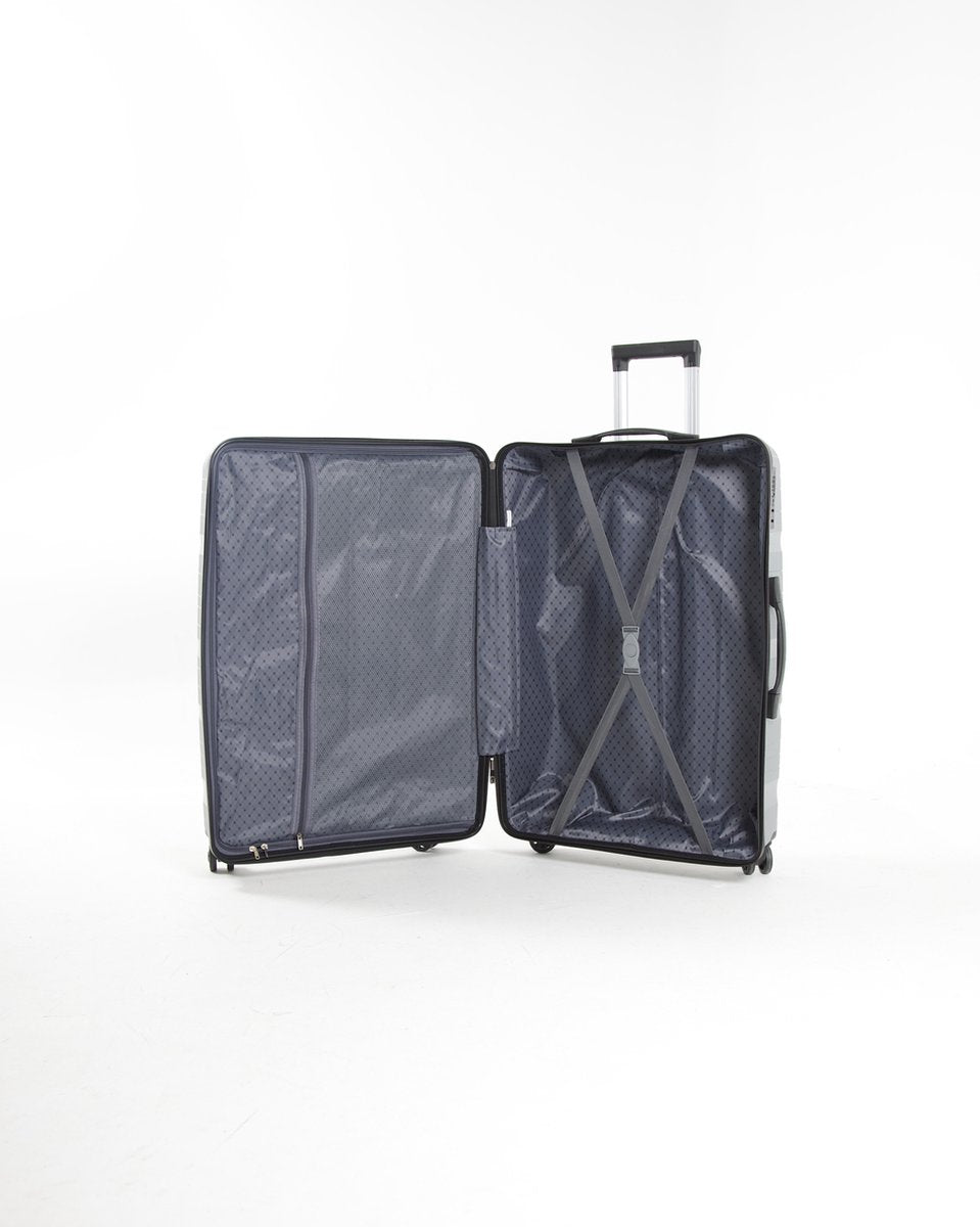 Montreal - Lightweight Suitcase - 24 inch - 65L - Compact Size M - 67x42x27 cm - With built-in TSA lock - Light Grey