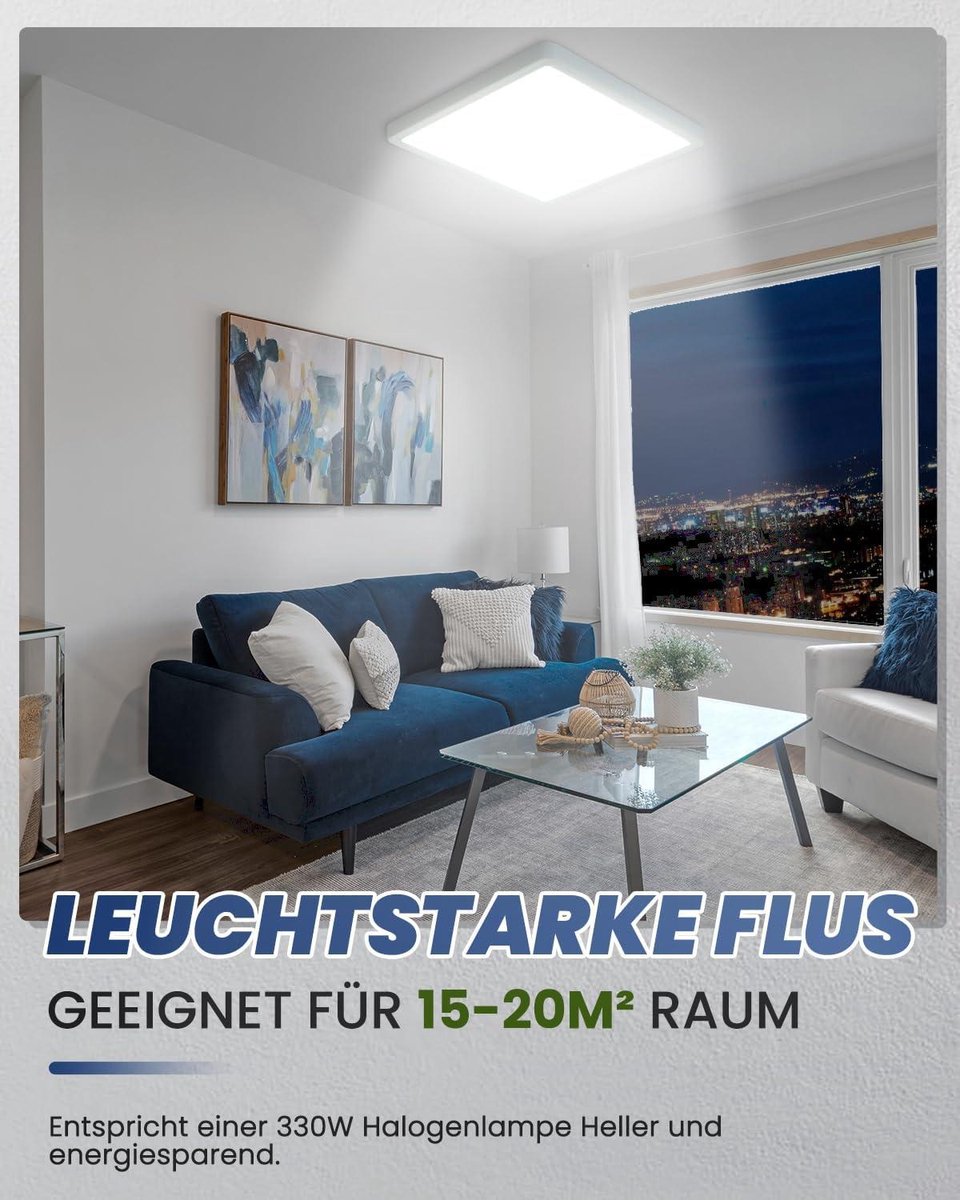 Badkamer Plafondlamp - Plafondlamp Moderne LED 36W 5000K Natuurlijk Wit Ultraslim 25MM - Badkamer Lampen Plafond Woonkamer Slaapkamer - Keuken Kantoor IP44 3866LM Vierkant Wit 30CM