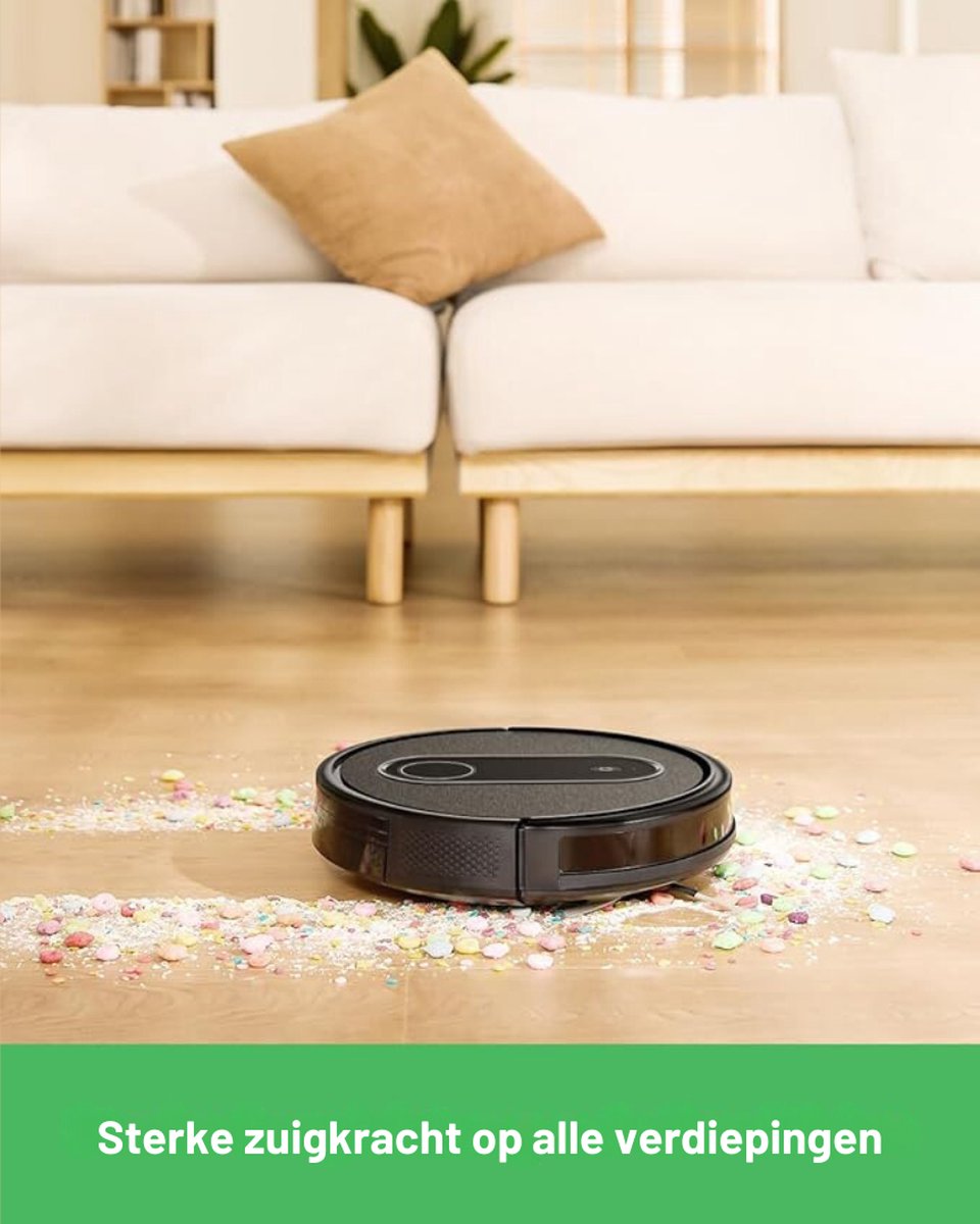 Robotstofzuiger Met Laadstation - Robotstofzuiger Met Dweilfunctie - Robot Stofzuiger - Dweilrobot - Dweilmachine - Dweilsysteem Elektrisch - Huisdieren - 120 Minuten Looptijd - Ultraplat En Stil Ontwerp - Met WiFi-App En Spraakbediening