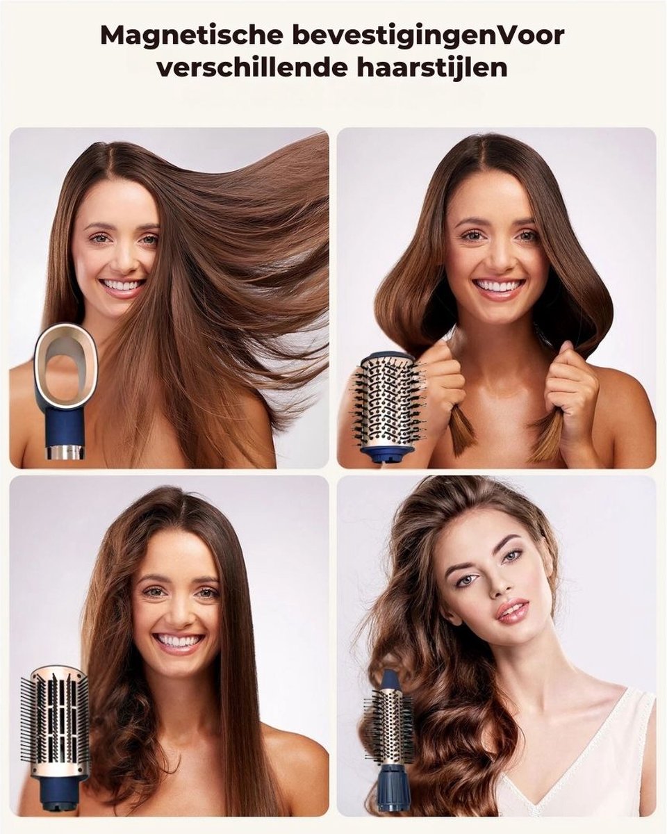 Airwap - Airstyler met 4 opzetstukken - 4-in-1 Multi Styler - Goud/Zwart/Heteluchtborstel