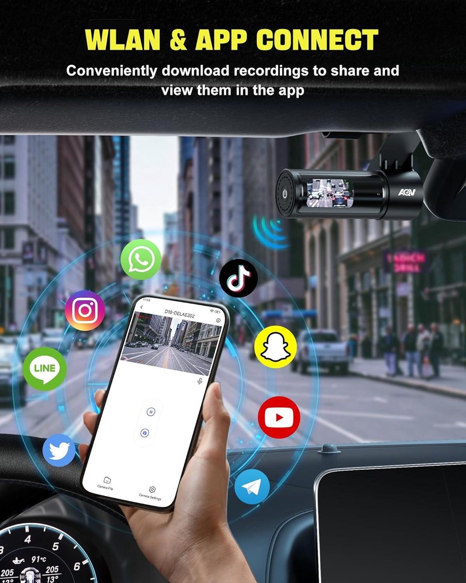 Voor en achter 4K wifi dashcam - 64 GB SD-kaart - loopopname G-sensor - app-bediening - super nachtzicht - 170 graden + 140 graden groothoek - veilige supercondensator Dashcam voor auto