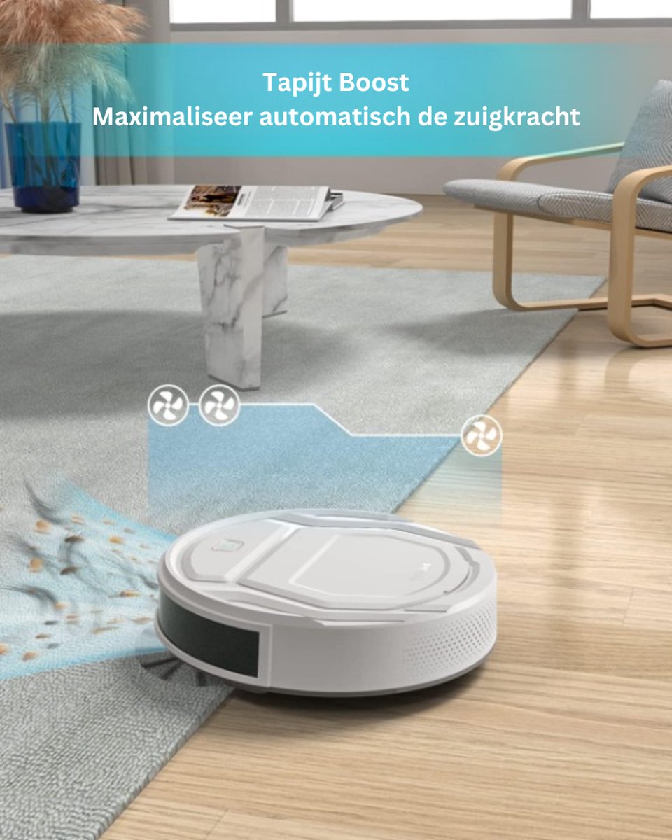 2-in-1 Robotstofzuiger met Laadstation - Met Dweilfunctie (Excl. Dweilaccessoires) - 3.0 Technologie - 120 min. - Robotstofzuigers - Dweilrobot - Huisdieren - Stofzuiger - Spraakbesturing & App - Beige