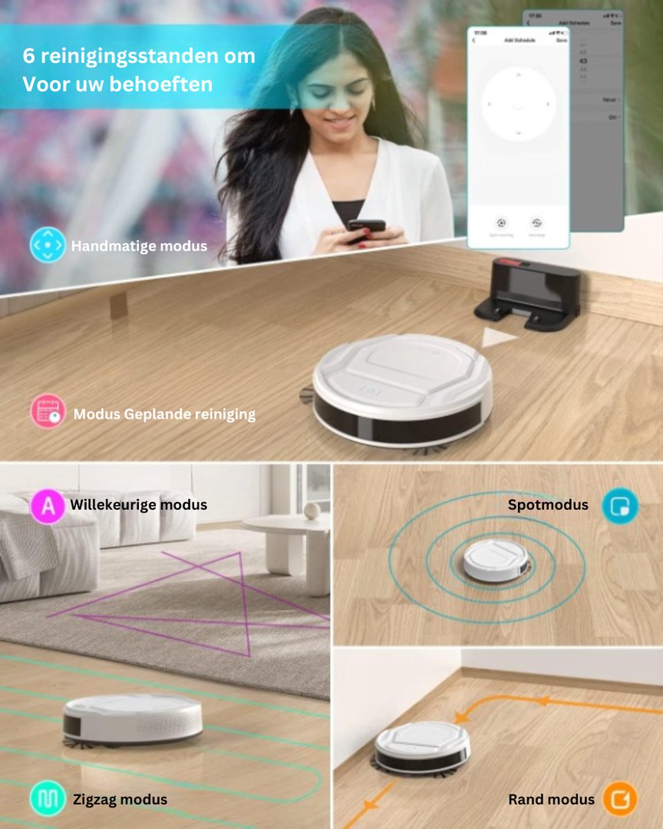 2-in-1 Robotstofzuiger met Laadstation - Met Dweilfunctie (Excl. Dweilaccessoires) - 3.0 Technologie - 120 min. - Robotstofzuigers - Dweilrobot - Huisdieren - Stofzuiger - Spraakbesturing & App - Beige