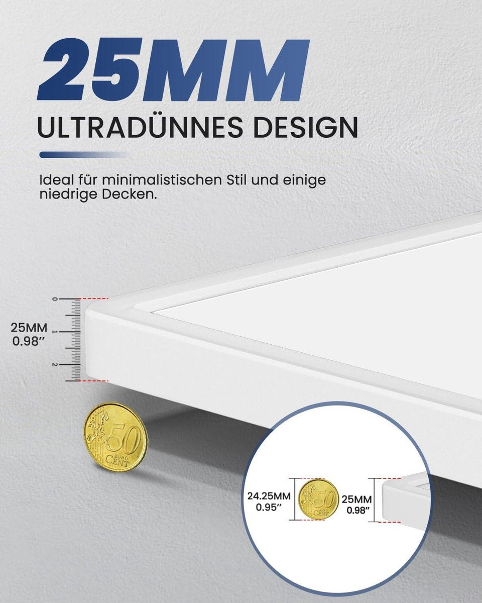 Badkamer Plafondlamp - Plafondlamp Moderne LED 36W 5000K Natuurlijk Wit Ultraslim 25MM - Badkamer Lampen Plafond Woonkamer Slaapkamer - Keuken Kantoor IP44 3866LM Vierkant Wit 30CM
