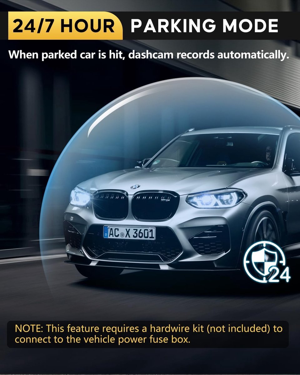Dashcam - 2160p, 1080p - 4K wifi met app bediening - 170° groothoeklens - Nachtzicht - Inclusief 64 GB SD-kaart - G-sensor - Zwart -