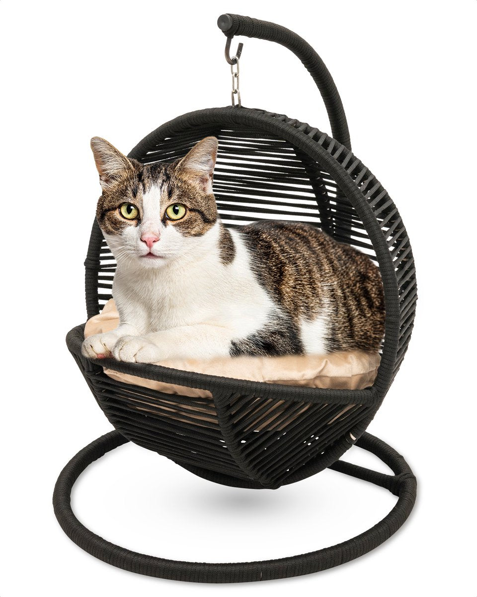 Bella Home Simba - Minizweefstoel - Kat - Hond - Zwart - Crème kussen