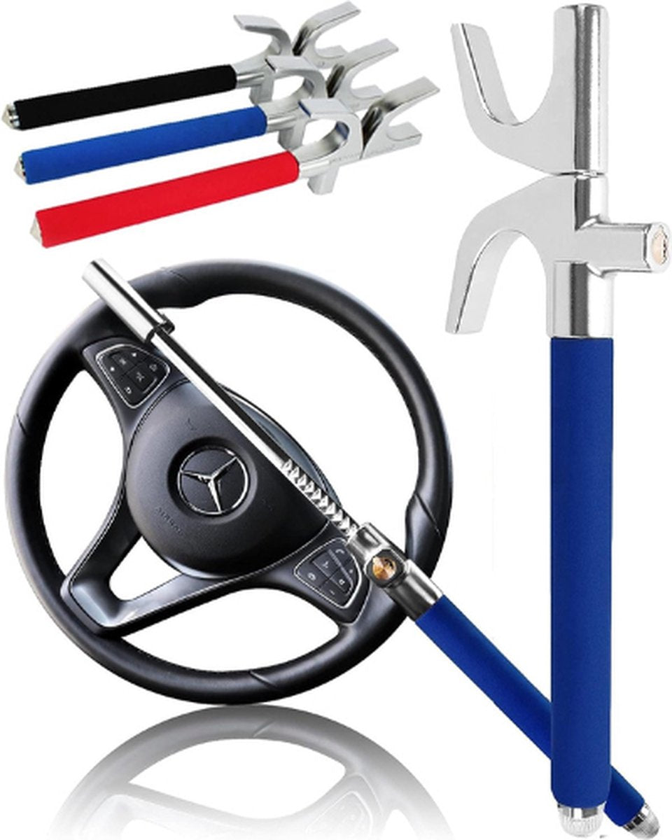 Stuurslot - Stoplock - Blauw - Antidiefstal - Autobeveiliging - Universeel - 3 Sleutels - Auto - Camper - Bestelwagens - Vrachtwagens