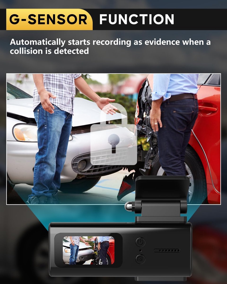 Dashcam - 2160p, 1080p - 4K wifi met app bediening - 170° groothoeklens - Nachtzicht - Inclusief 64 GB SD-kaart - G-sensor - Zwart -