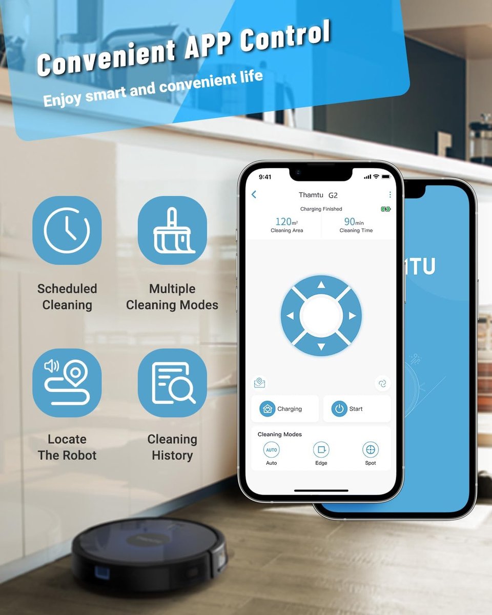 Robot Vacuum Cleaner with Mop Function - Hard Floors - Carpet - Robot Vacuum Cleaner With Alexa - 2000 Pa Suction Power