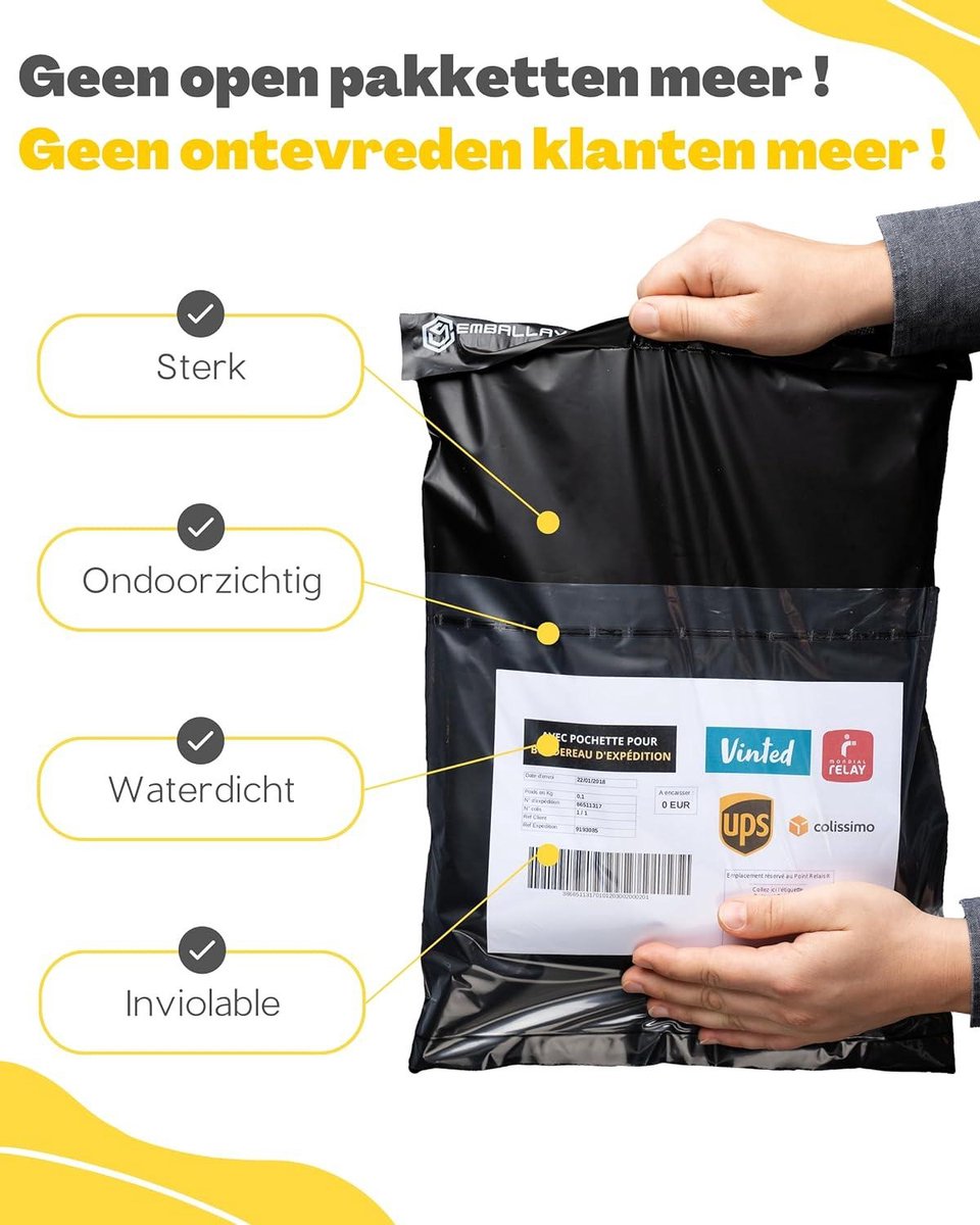 60 Verzendzakken Kleding Vinted met Verzendlabels - 3 Maten M-L-XL - ONDOORZICHTIG DUURZAAM WATERDICHT - Verzendenvelop Kunststof - Verzendtas - Tassen Pakketten - Bedankt