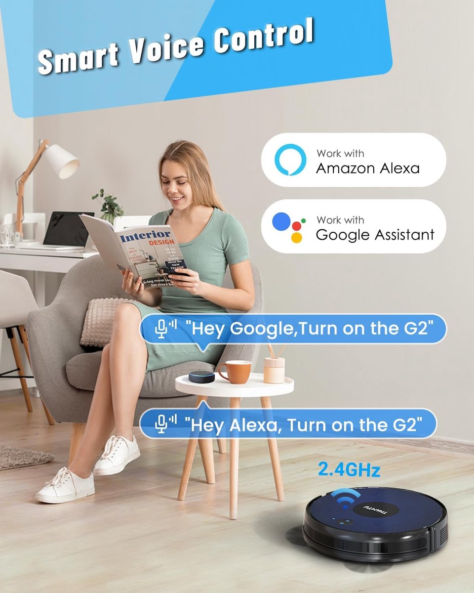 Robot Vacuum Cleaner with Mop Function - Hard Floors - Carpet - Robot Vacuum Cleaner With Alexa - 2000 Pa Suction Power