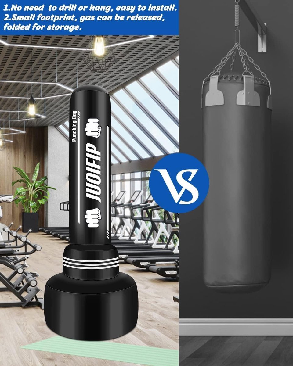 180 cm Zware Vrijstaande Bokszak voor Volwassenen - Opblaasbare Kickbokszak voor Training MMA Muay Thai Fitness