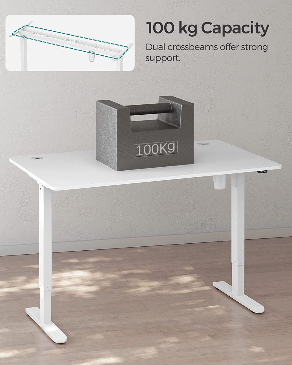 Electric Sit Stand Desk - Height Adjustable Table - 140 x 70 x (73-114) cm - White