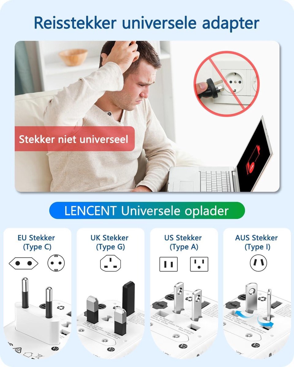 Travel Adapter Worldwide Universal Travel Plug Worldwide with 3 USB C and 2 USB A Ports - International Adapter for 200+ Countries EU UK DE FR ES CN USA JP IT AUS