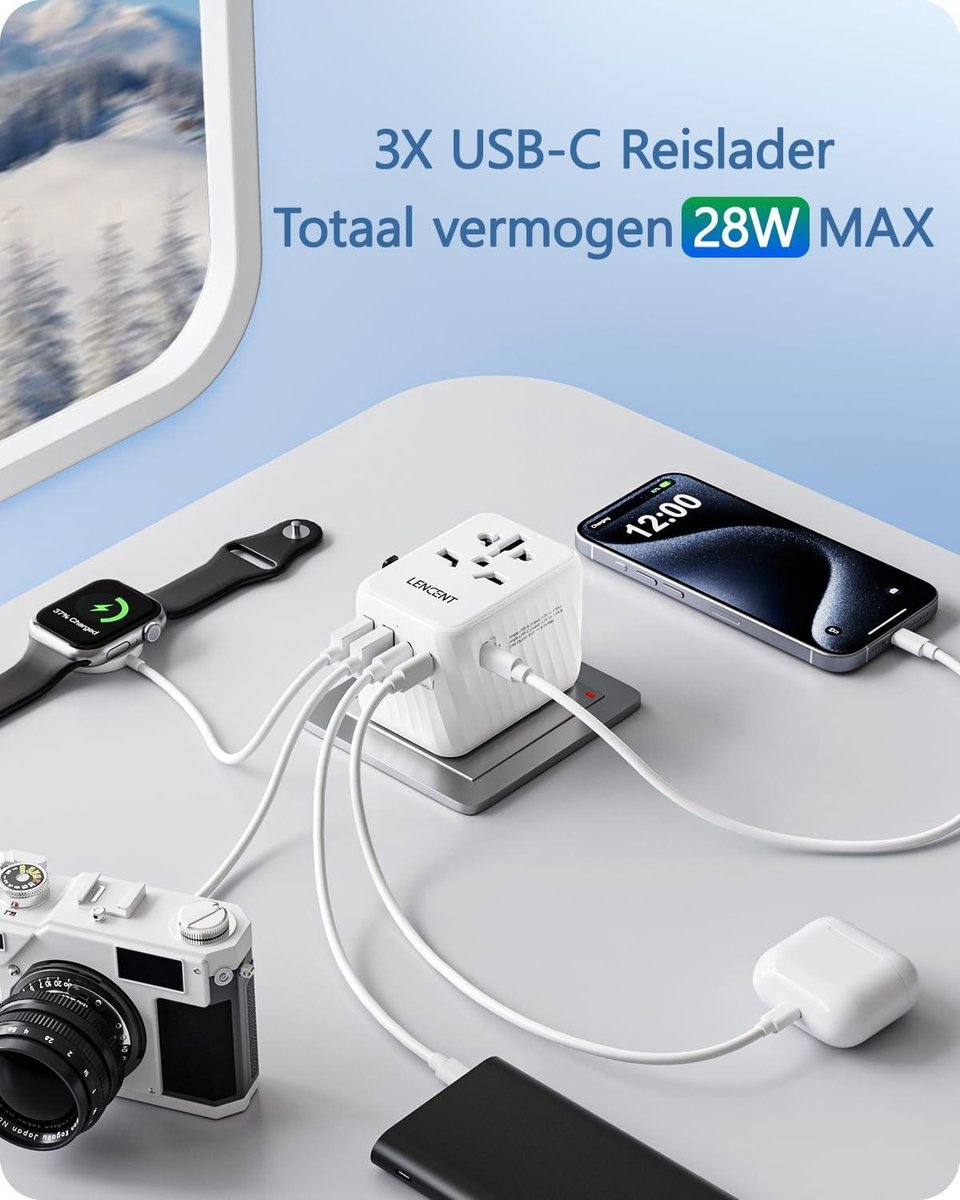Travel Adapter Worldwide Universal Travel Plug Worldwide with 3 USB C and 2 USB A Ports - International Adapter for 200+ Countries EU UK DE FR ES CN USA JP IT AUS