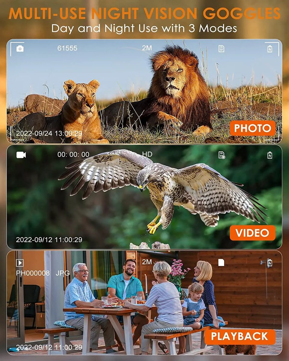 ProductPlein - Nachtkijker 4K - Verrekijker - Nachtkijker met Infrarood - Nightvision - 800m Nachtzicht - Verrekijker met Nachtzicht - Incl. 64GB SD kaart, Opbergtas - Zwart