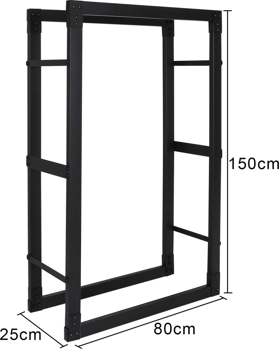 Brandhoutrek houtopslag zwart Metaal Houtopslag 150x80x25cm