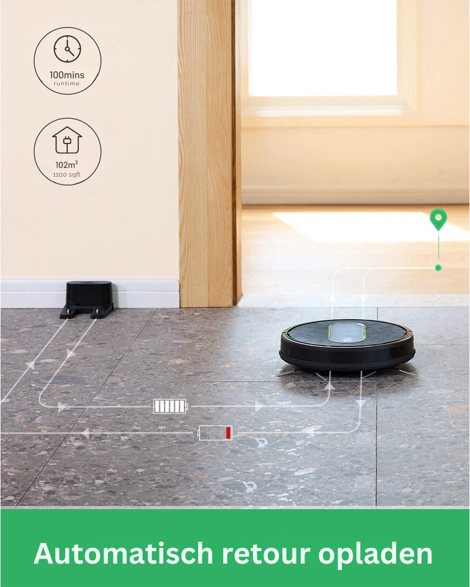Robotstofzuiger Met Laadstation – Dweilrobot Bedienbaar Via Siri of App - Robotstofzuiger Met Dweilfunctie - Dweilsysteem - Robotstofzuigers – Stofzuiger - 120 Minuten Looptijd