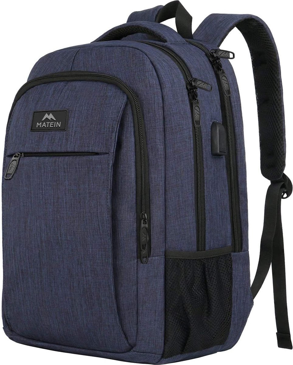 MATEIN Laptoptas voor heren, school, werk, USB-oplaadpoort, multifunctioneel, anti-diefstal, zakelijke reisrugzak, waterdichte schoolrugzak, 15,6 inch laptoprugzak