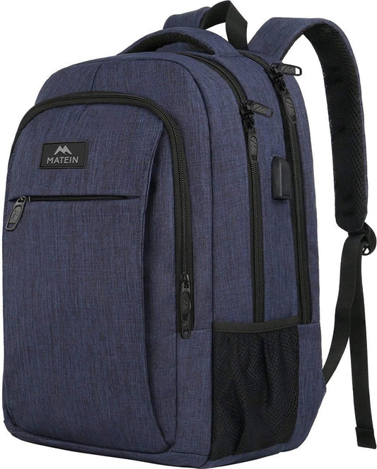MATEIN Laptoptas voor heren, school, werk, USB-oplaadpoort, multifunctioneel, anti-diefstal, zakelijke reisrugzak, waterdichte schoolrugzak, 15,6 inch laptoprugzak