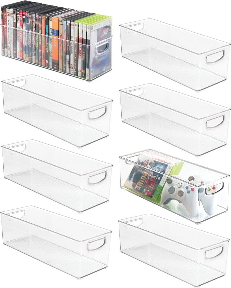 Opbergboxen - lade-organizer - voor kantoor, badkamer en keuken - voor cd's, dvd's of schrijfgerei - stapelbaar - transparant - set van 8