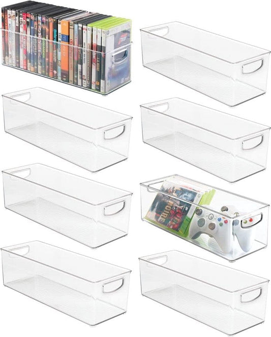 Opbergboxen - lade-organizer - voor kantoor, badkamer en keuken - voor cd's, dvd's of schrijfgerei - stapelbaar - transparant - set van 8