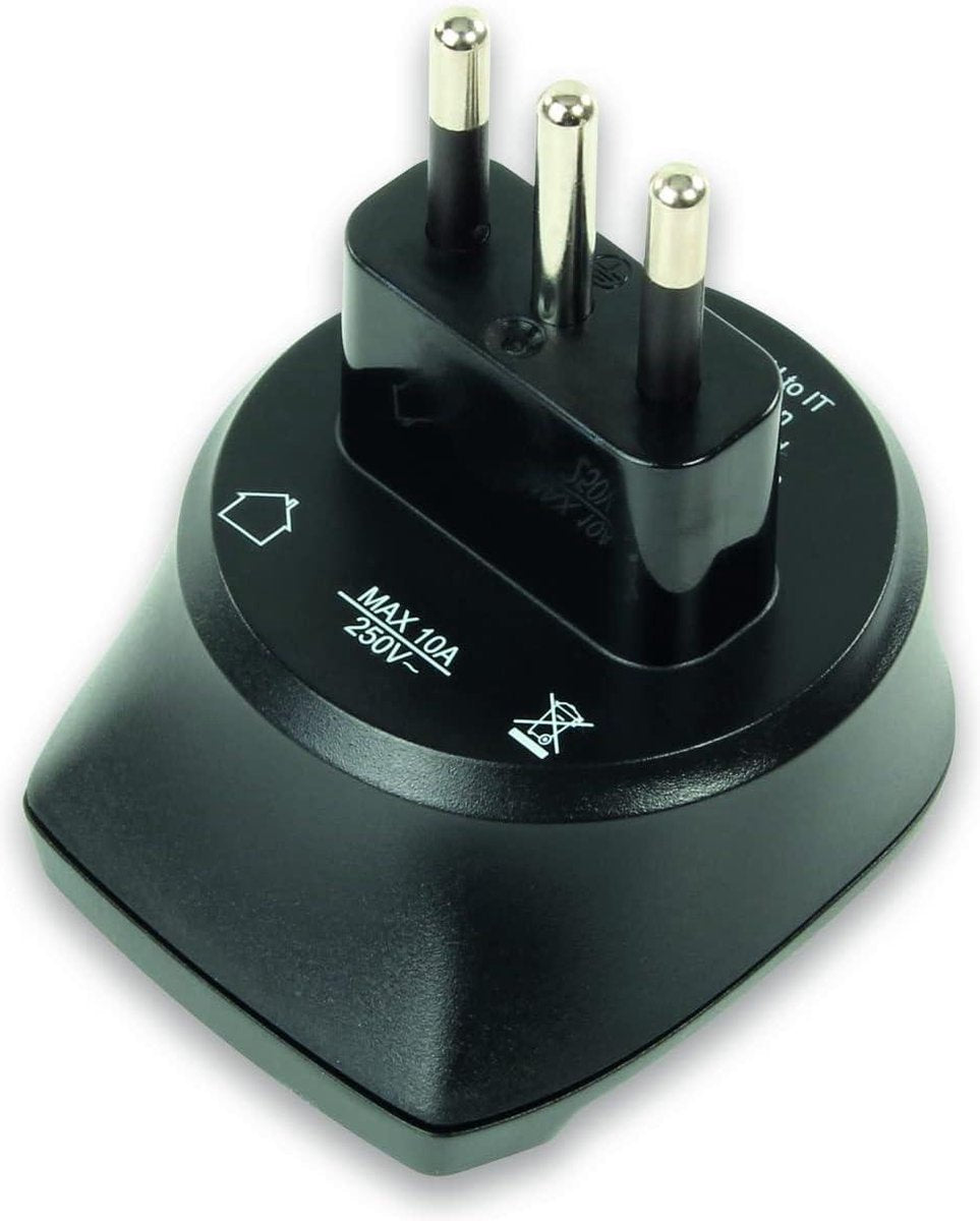 Reisadapter EU naar VK | ANSMANN Schuko reisstekker met beschermingsklasse EU naar IT zwart 1 Stuk