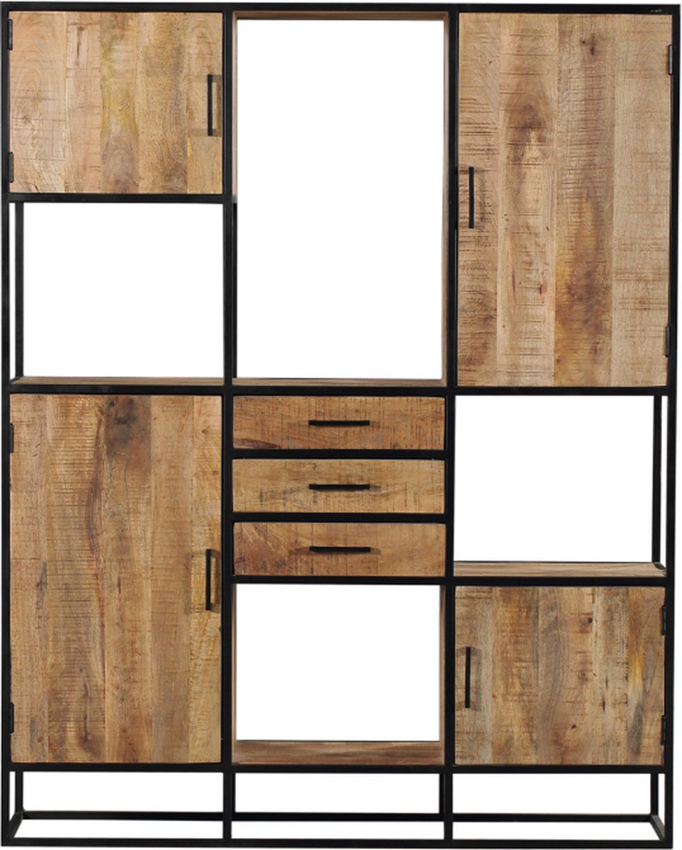 Compartment cabinet Sanne supreme XXL - industrial compartment cabinet - mango wood compartment cabinet