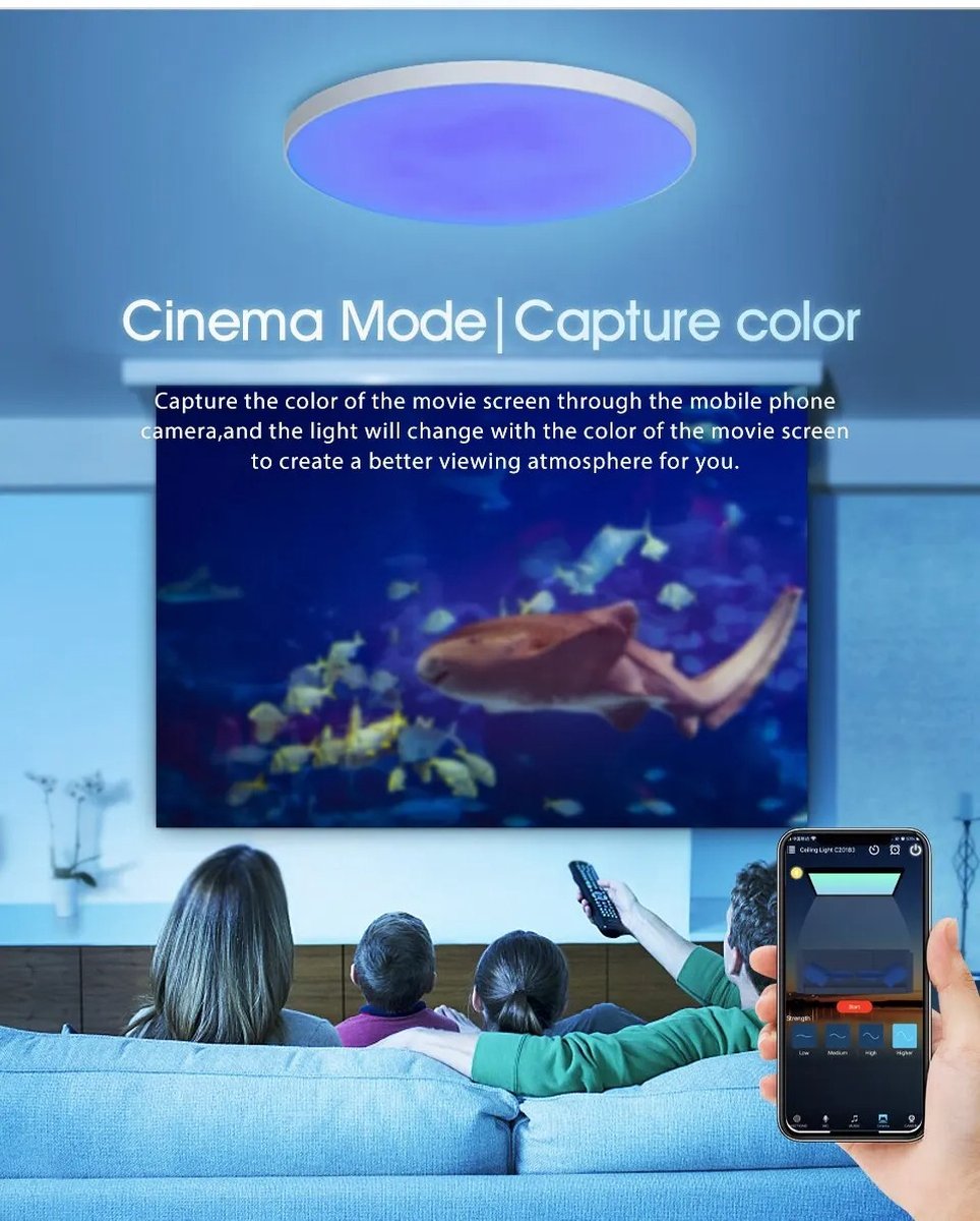 LED Plafondlamp BTM met Bluetooth speaker - Ø 30cm - Wekker en Nachtlamp - Plafonnière - Verlichting kinderkamer, slaapkamer, woonkamer - Plafondlamp kinderen, baby, jongen, meisje - RGB Kinderlamp - Smart lamp met afstandsbediening