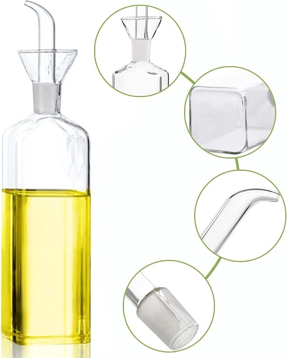 Azijnolie karaf dispenser oliefles glas olijfolie dispenser fles glas koken voor keuken / grillen / BBQ / bakken / salade / sojasaus 500 ml (240 ml)