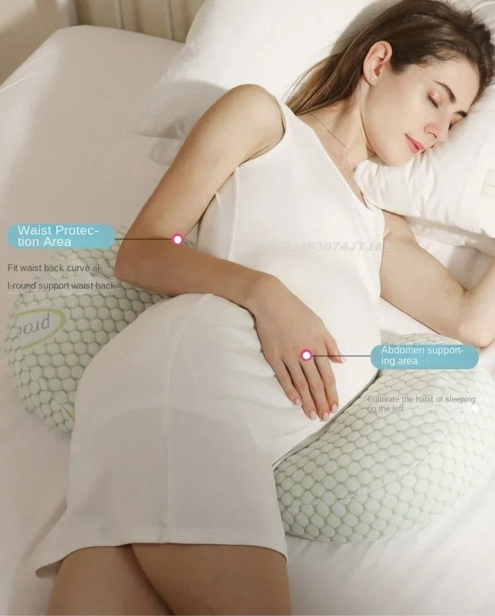 Pregnancy pillow - Side sleeping pillow - Belly pillow - Pregnancy - Sleeping - 60x120 - Platinum - Silver white