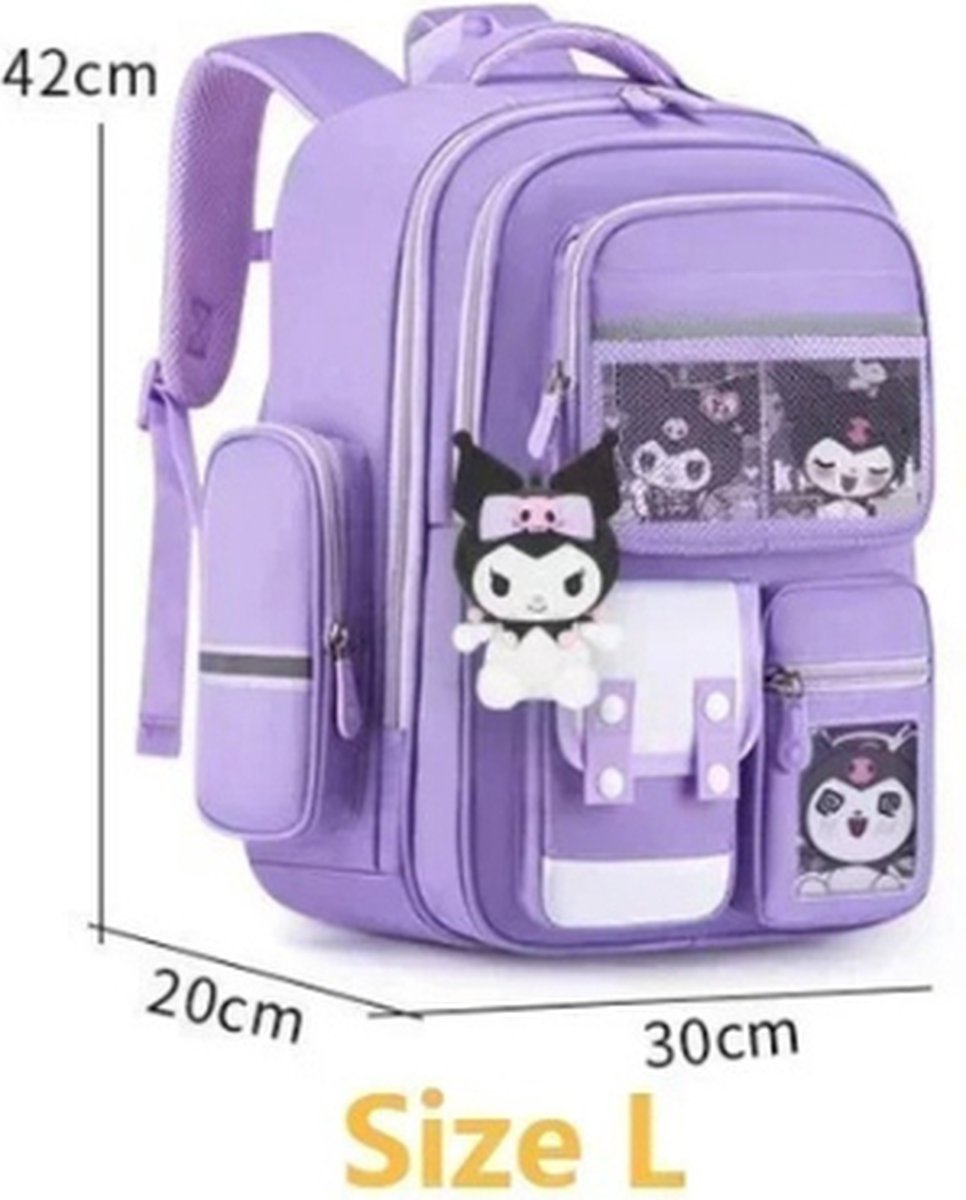Kuromi Tas - Schooltas - Schoudertas - Studentenrugzak - Rugzak - Schooltas Meisje - 42 x 20 x 30 cm - Paars