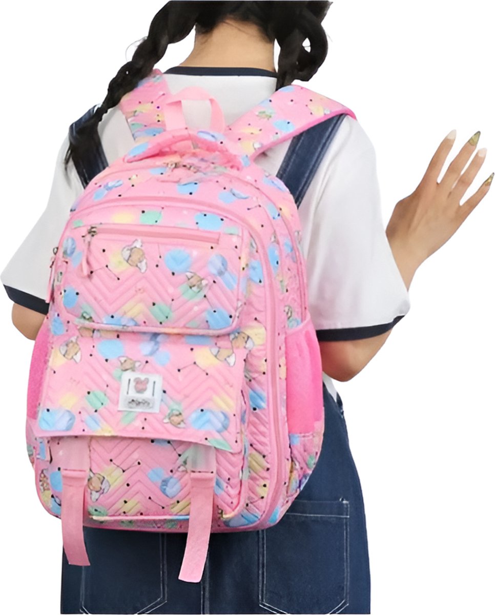 E-Shop4u - Schooltas - Nieuwe Schattige Aardbei Rugzak - Hoogwaardig Nylon - Geschikt voor 16 inch laptops - Schattig Roze - Duurzaam en Waterafstotend