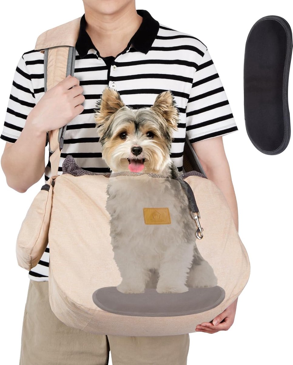 Dog carrier bag, large dog bag up to 11 kg, dog sling carrier, reversible and hands-free dog bag with adjustable strap and shoulder pads for outdoor use