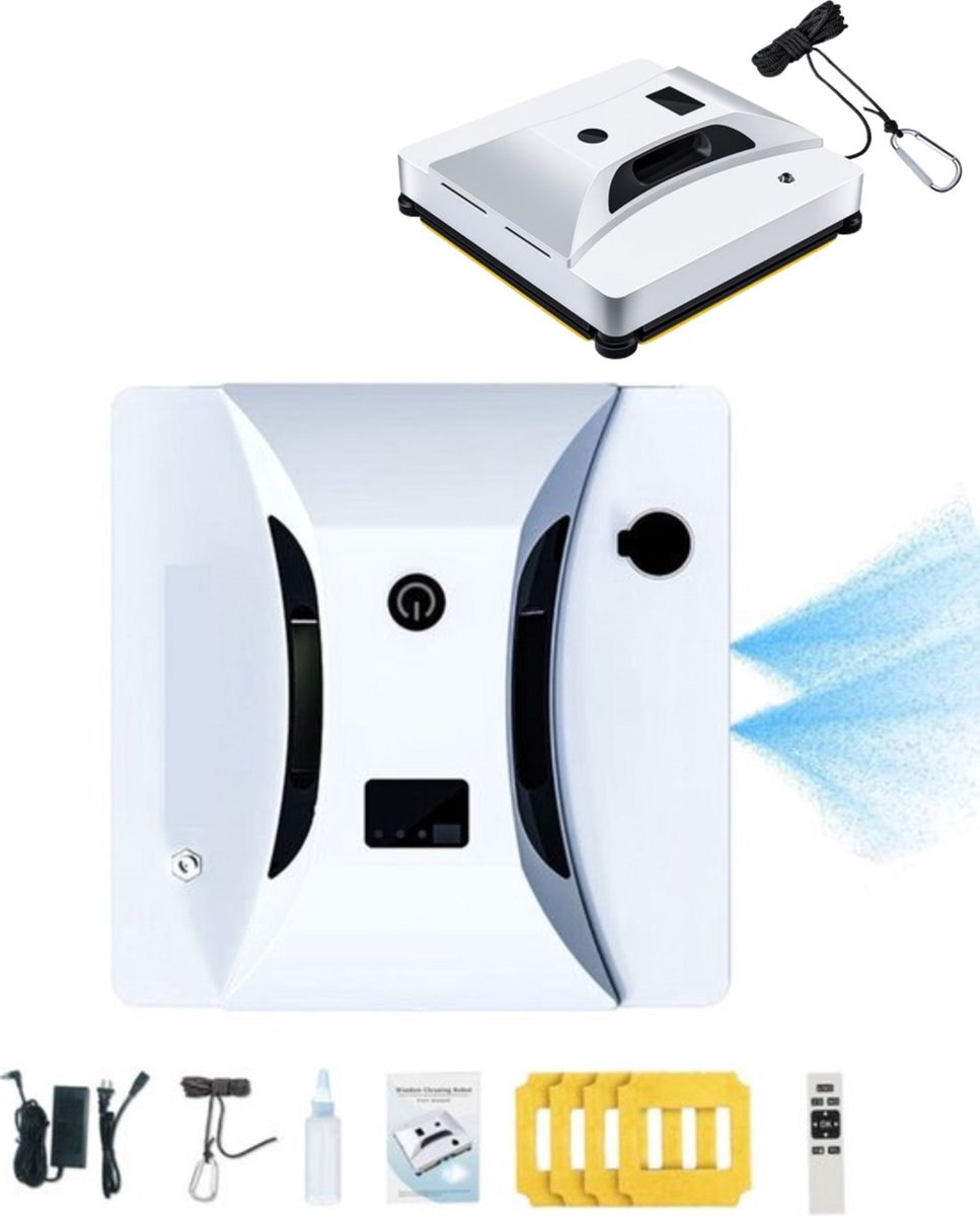 Robot Window Cleaner S1 with Remote Control - High Suction Window Wiper - White - Intense Cleaning - Automatic Cleaning