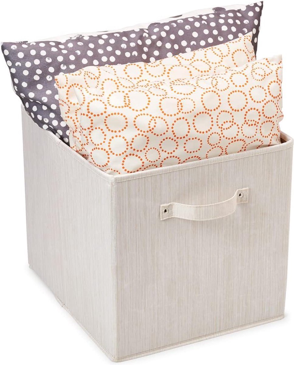 Storage Basket Cotton Foldable Storage Box with Handles for Nursery Toy Closet Beige 33x38x33 cm Storage Box - Storage Box