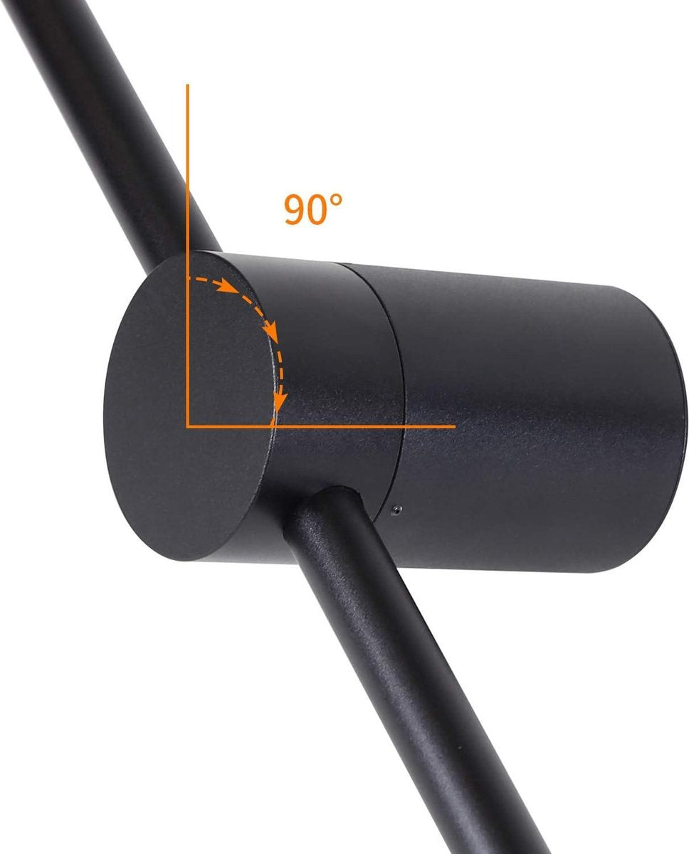 Black Wall Lamp 100CM - Long Rotatable Indoor Wall Lamp Warm White 3000K - Minimalist Night Light 8W for Bedroom Living Room Hall Office - LED Bed Lamp