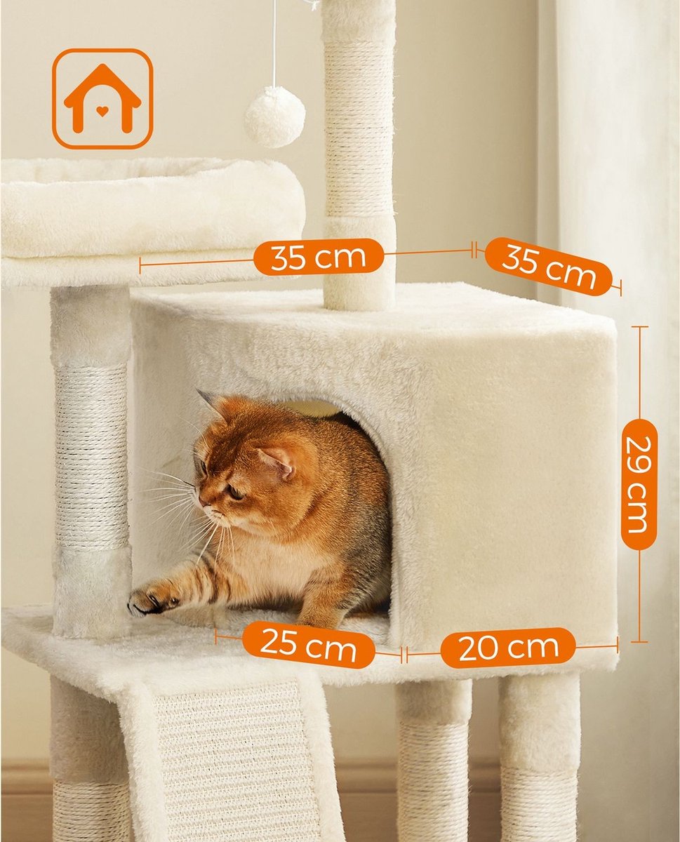 Luxe Krabpaal Sabine - 50x35x115cm - Voor Katten - Beige - Zachte Kattenmand - Hangmat - Kattenspeelgoed - Geschikt voor kleine en grote kittens
