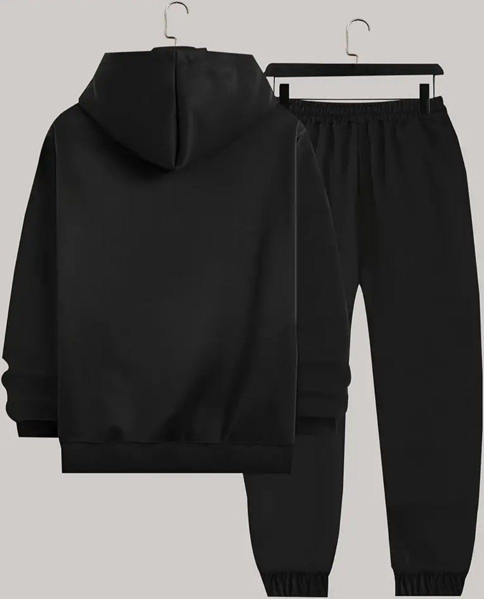 2-delig heren joggingpak hoodie sweater en broek zwart maat L
