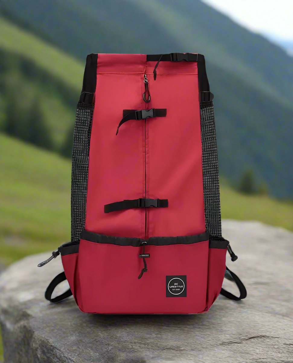 Dog backpack - dog carrier - red - M