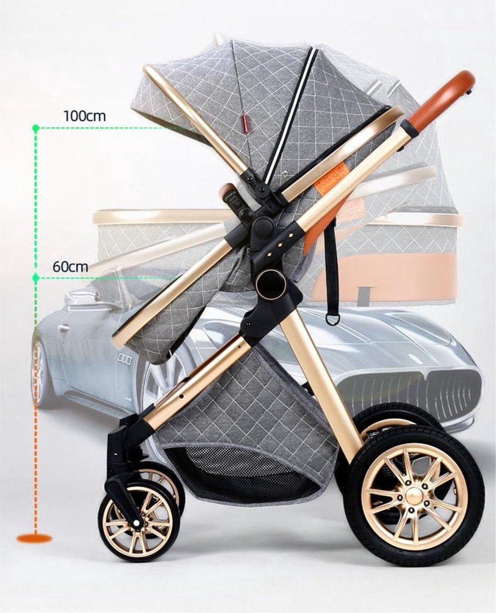 Kinderwagen 3-in-1 – Luxe kinderwagen - Buggy – Wandelwagen - Multifunctioneel – opvouwbaar – Incl. autostoel – Zwart