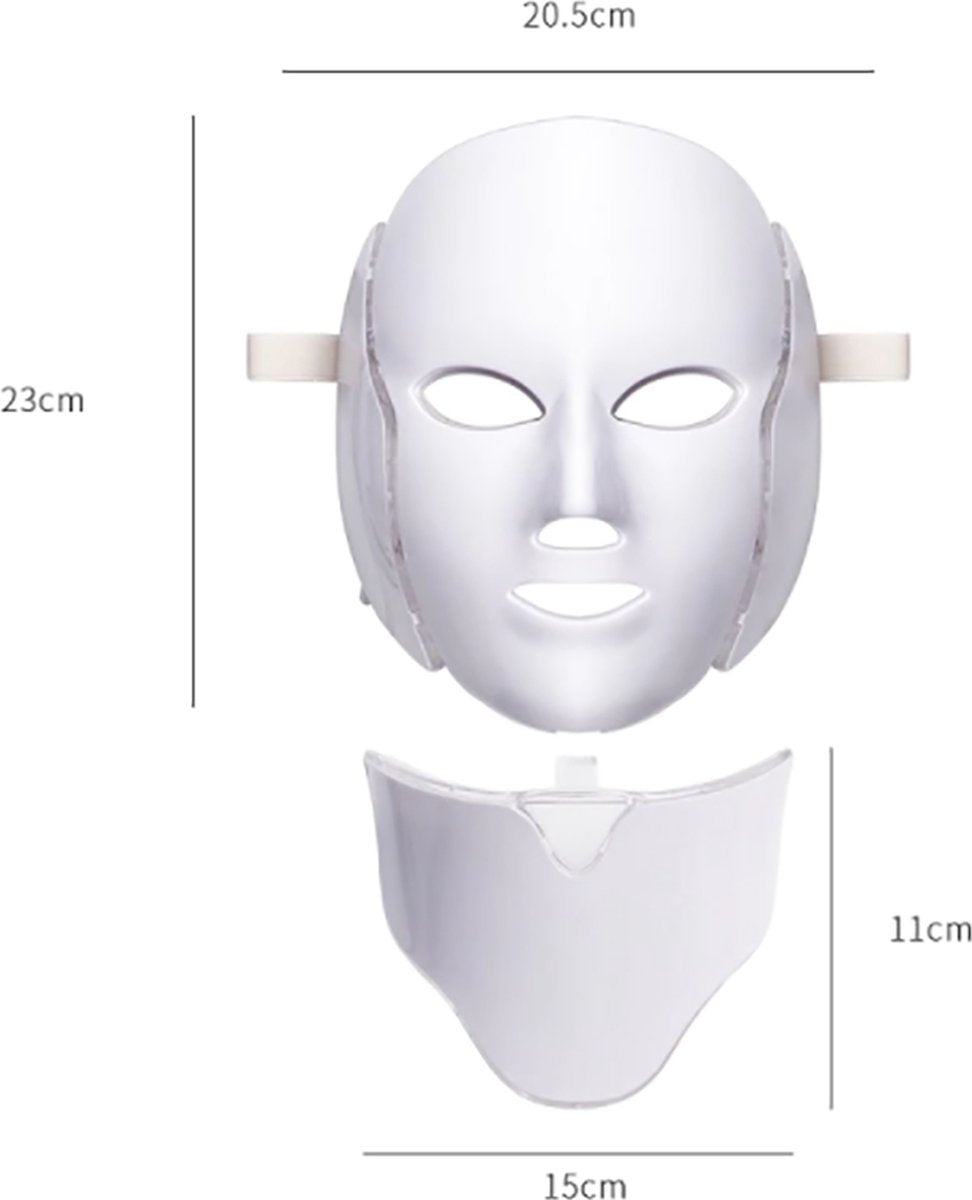 LED Face Maker - 7 Colors - Face Mask - Light Therapy - Mask for Face - Against Acne, Dry Skin & Wrinkles - White