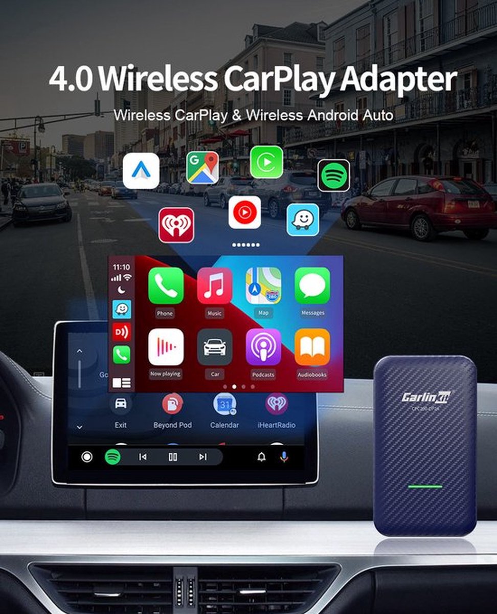 Carlinkit 4.0 Wireless USB Adapter - Dongle - Simple wired to wireless CarPlay & Android Auto! - USB-A/USB-C - CPC200/CP2A
