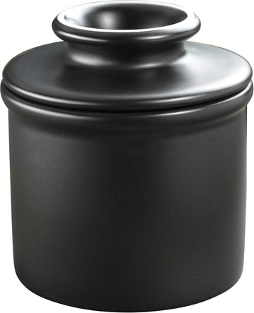 Franse keramische boterschaal klassieke retro matte afwerking zwart - Butter Bell Original Crock van L. Tremain butter dish with lid
