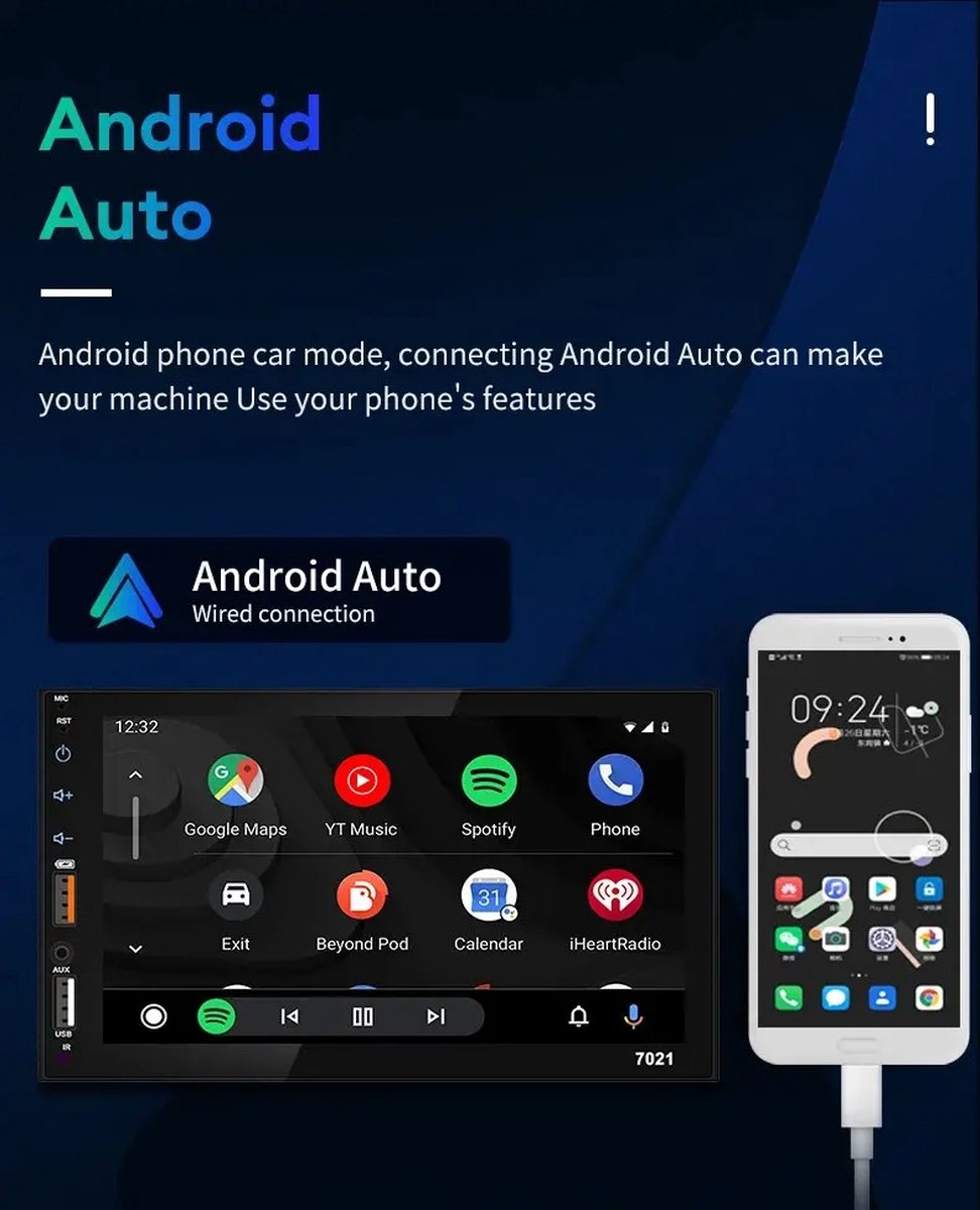 Autoradio 7 inch - 2023 - Apple Carplay (bedraad) - Met Camera - Android Auto - Universeel - Bluetooth - Touchscreen - Autonavigatie / CarPlay