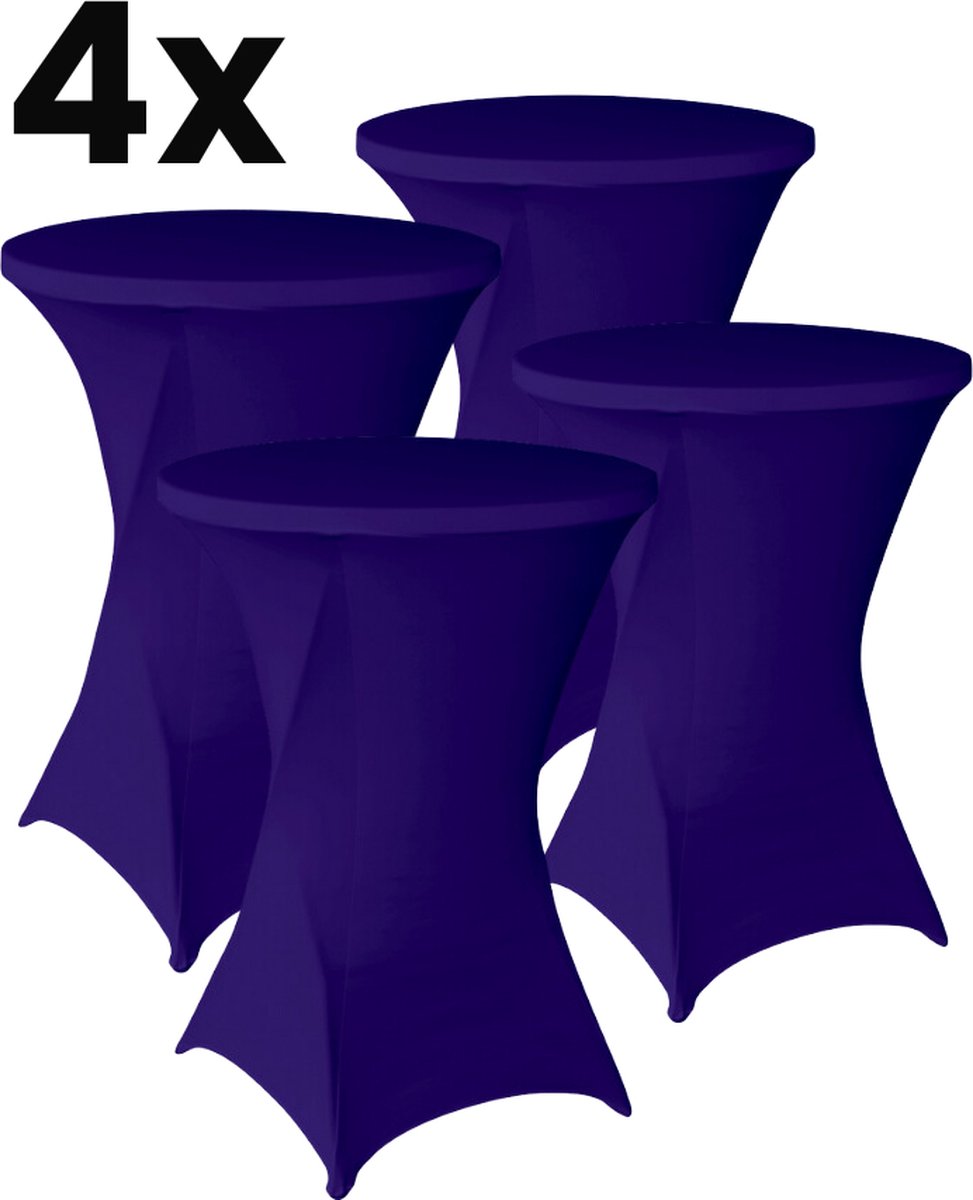 Statafelrok Paars 4x – Extra dik & Sterk - Ø80-85 x 110 cm – Tafelhoezen voor Statafel – Partytafel Tafelrok – Stretch 4 stuks Statafelhoes - Sta Tafel Hoes - Staantafelhoes – Trouwerij - Robuust en weerbestendig – Cocktailparty