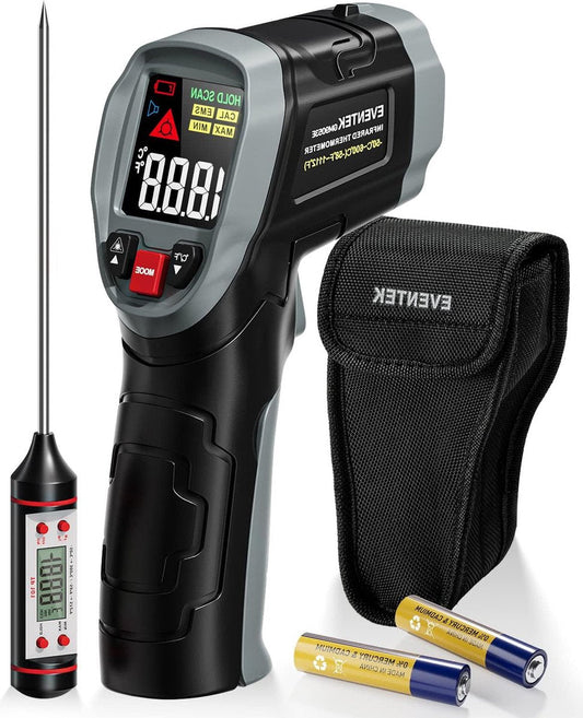 Meat Thermometer Infrared thermometer -50 °C ~ 600 °C -58 °F ~ 1112 °F Non-contact Digital Laser Temperature Gun with Meat Thermometer & Bag for Kitchen BBQ Grill Industry