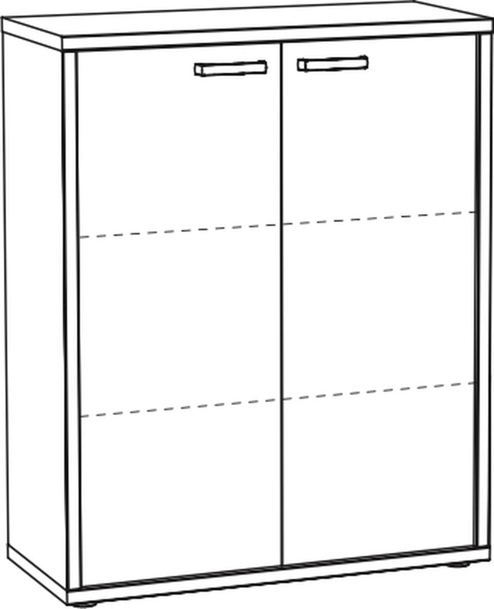 Low-Density Office Cabinet Roland Black - Vintage - Width 90 cm - Height 112 cm - Depth 40 cm - With shelves - With swing doors