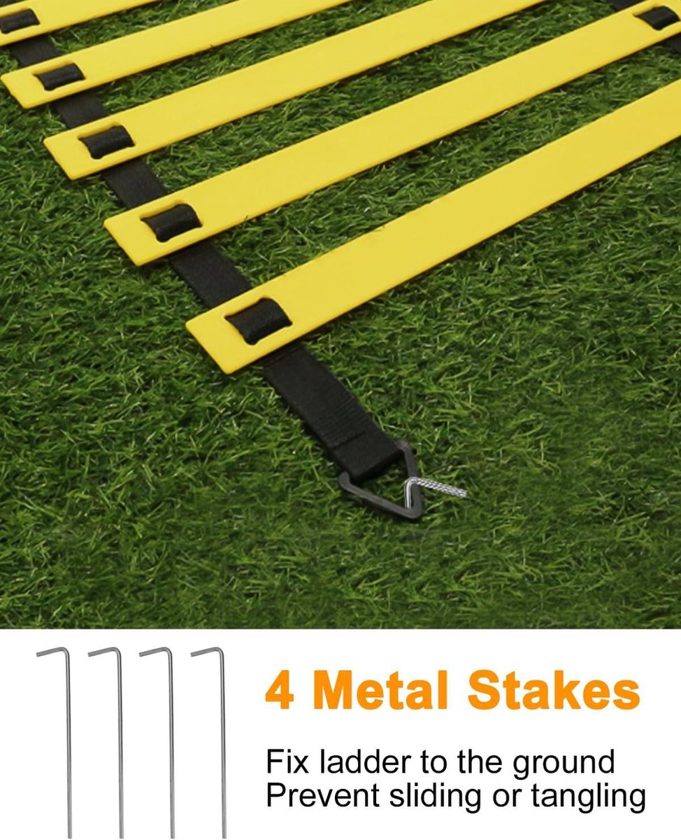 Solo Training Agility Ladder - Kick Trainer for Football - 6 Meters - 12 Disc Cones - Speed and Agility Training Drills Football training equipment