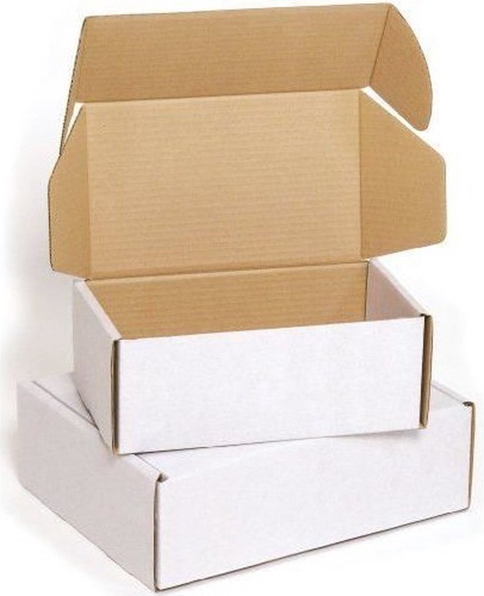25 ecological white mailing boxes / shipping boxes 26x19x10cm